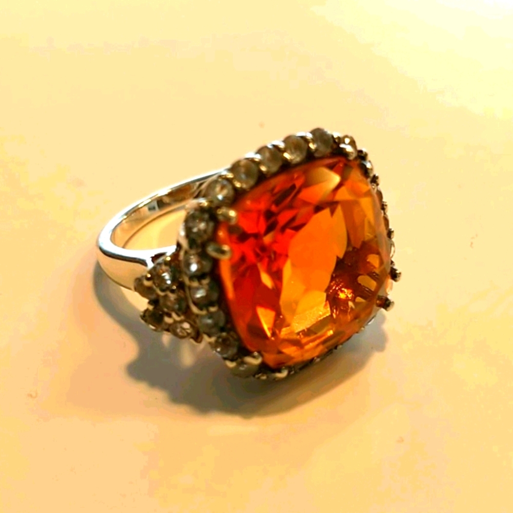 Natural Padparadscha Quartz Ring